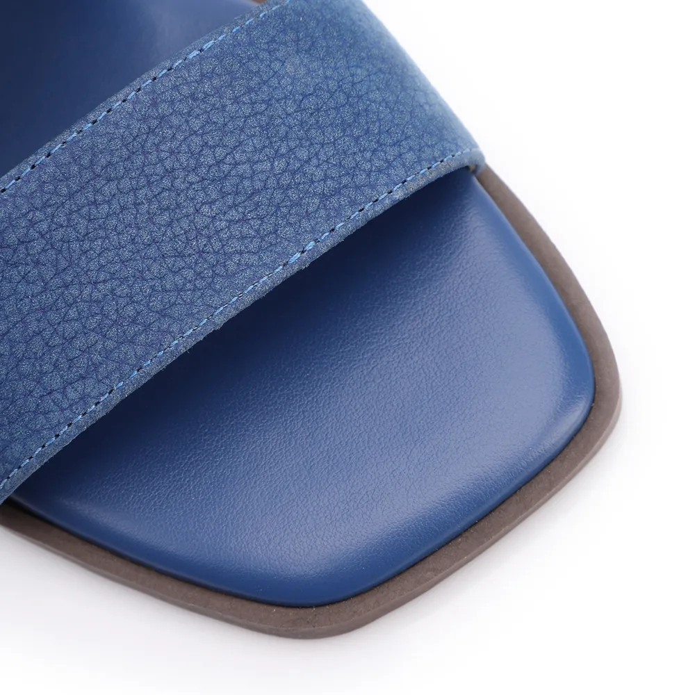 Rasteirinha Azul Couro Nobuck Floater Tira Perfuros - imagem 6