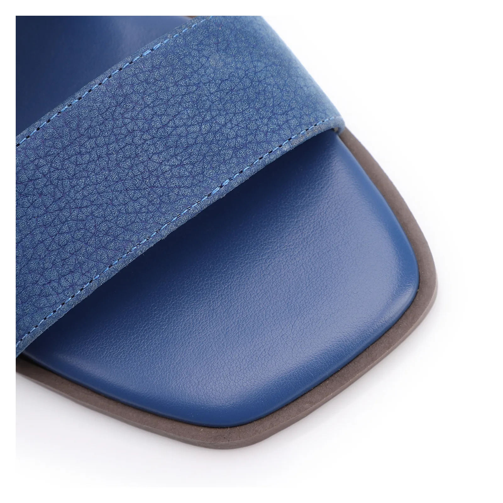 Rasteirinha Azul Couro Nobuck Floater Tira Perfuros
