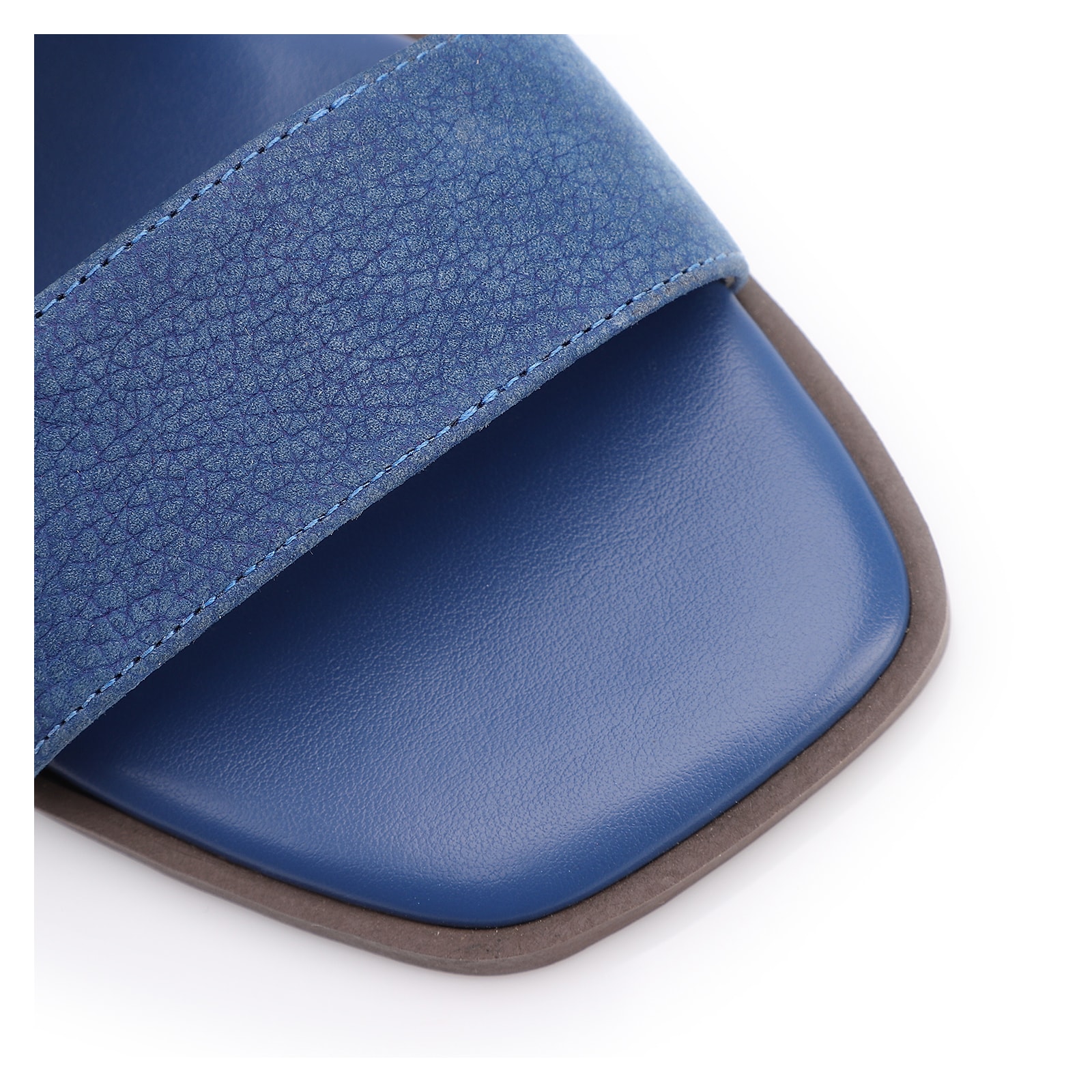 Rasteirinha Azul Couro Nobuck Floater Tira Perfuros