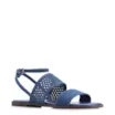 Rasteirinha Azul Couro Nobuck Floater Tira Perfuros - imagem 1