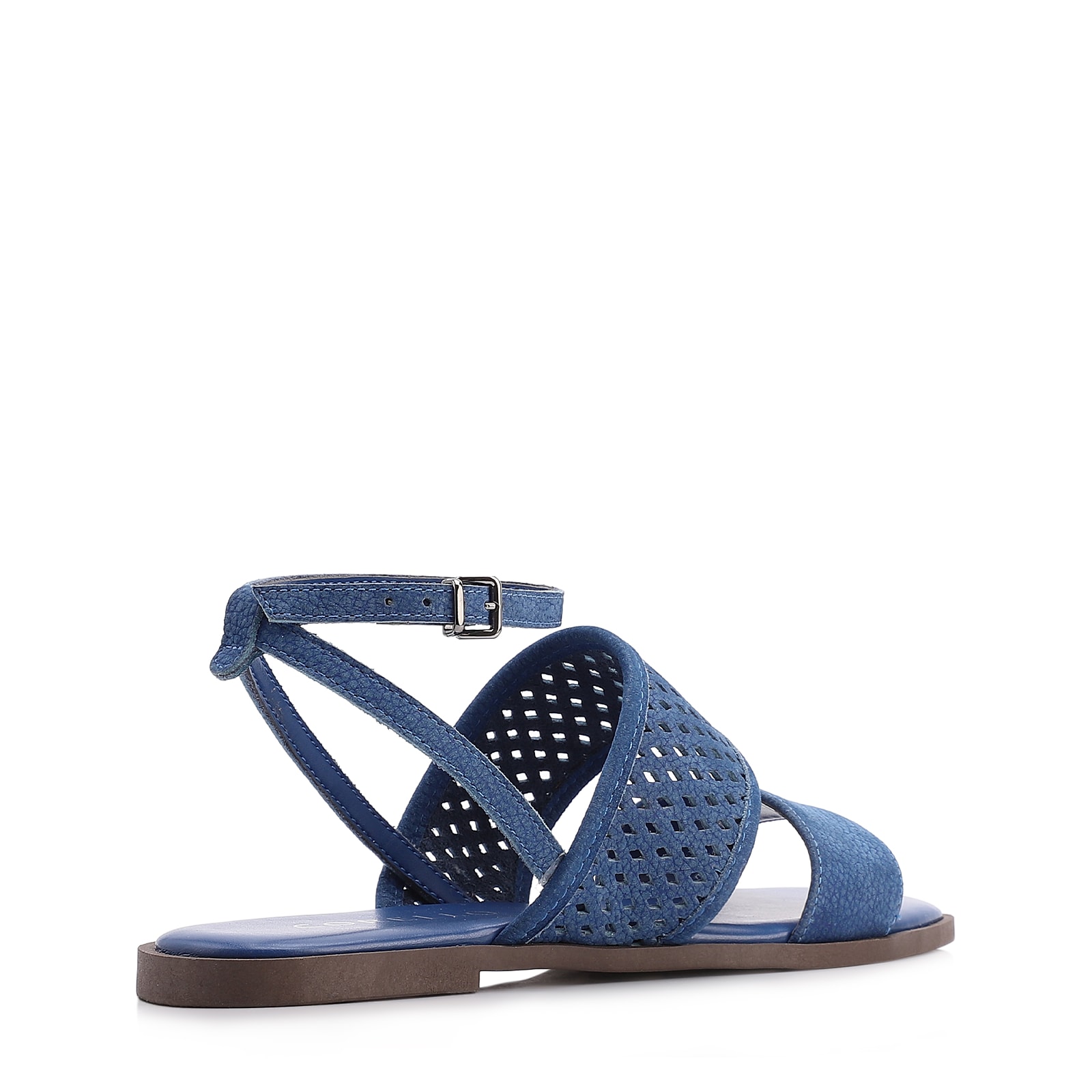 Rasteirinha Azul Couro Nobuck Floater Tira Perfuros