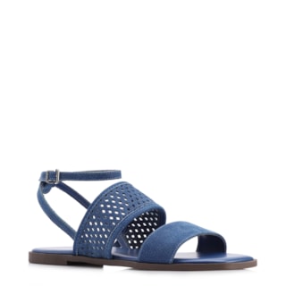 Azul Couro nobuck Floater Tira Perfuros
