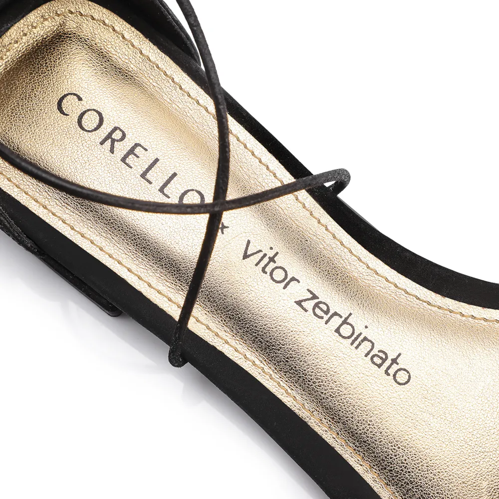 Rasteirinha Corello x Vitor Zerbinato Couro Nobuck Preto - imagem 7