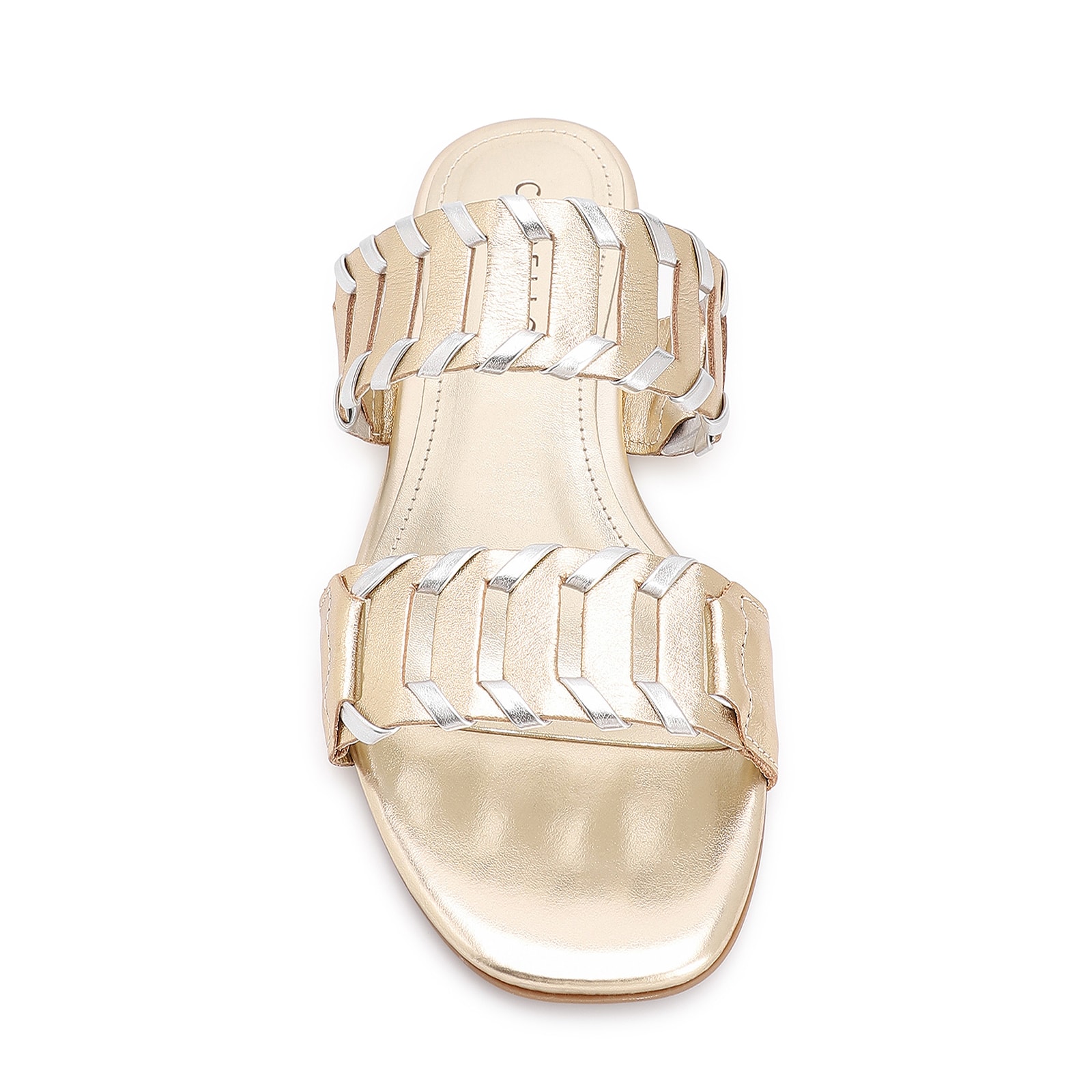 Rasteirinha Couro Dourado/Alt Prata