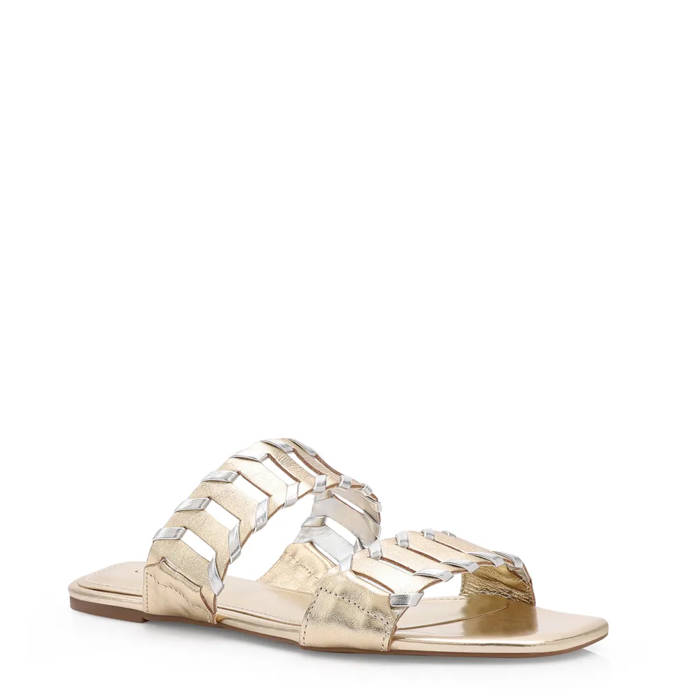 Rasteirinha Couro Dourado/Alt Prata
