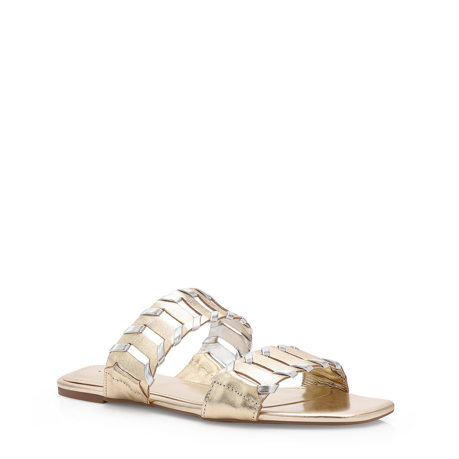 Rasteirinha Couro Dourado/Alt Prata
