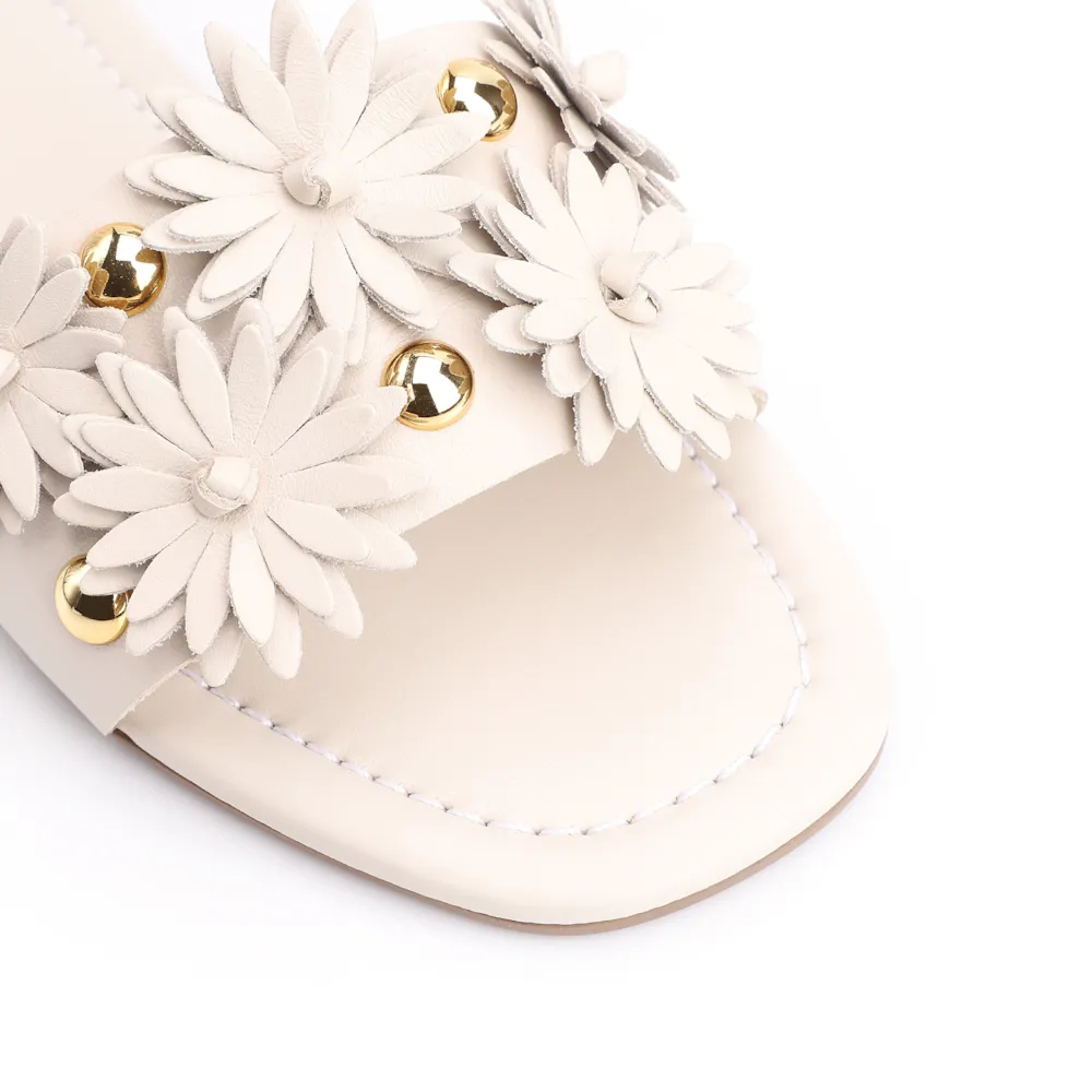 Rasteirinha Couro Flores Off White - imagem 6