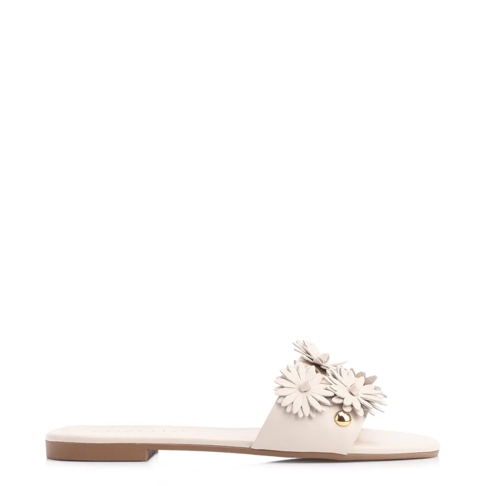 Rasteirinha Couro Flores Off White - imagem 2