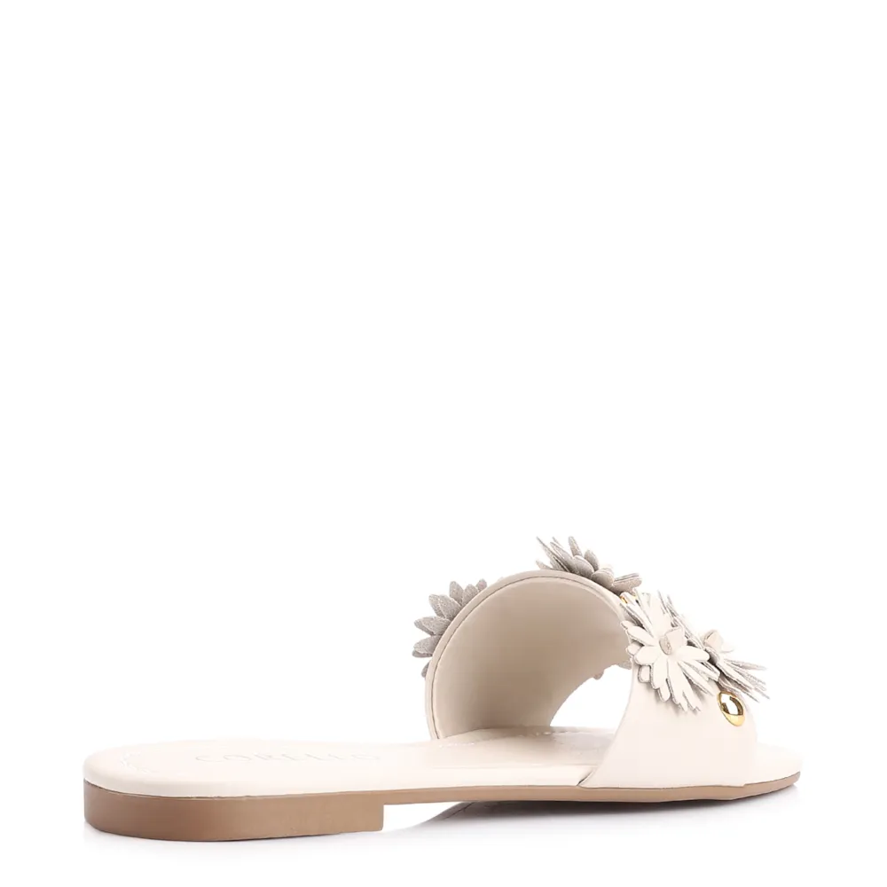 Rasteirinha Couro Flores Off White - imagem 3