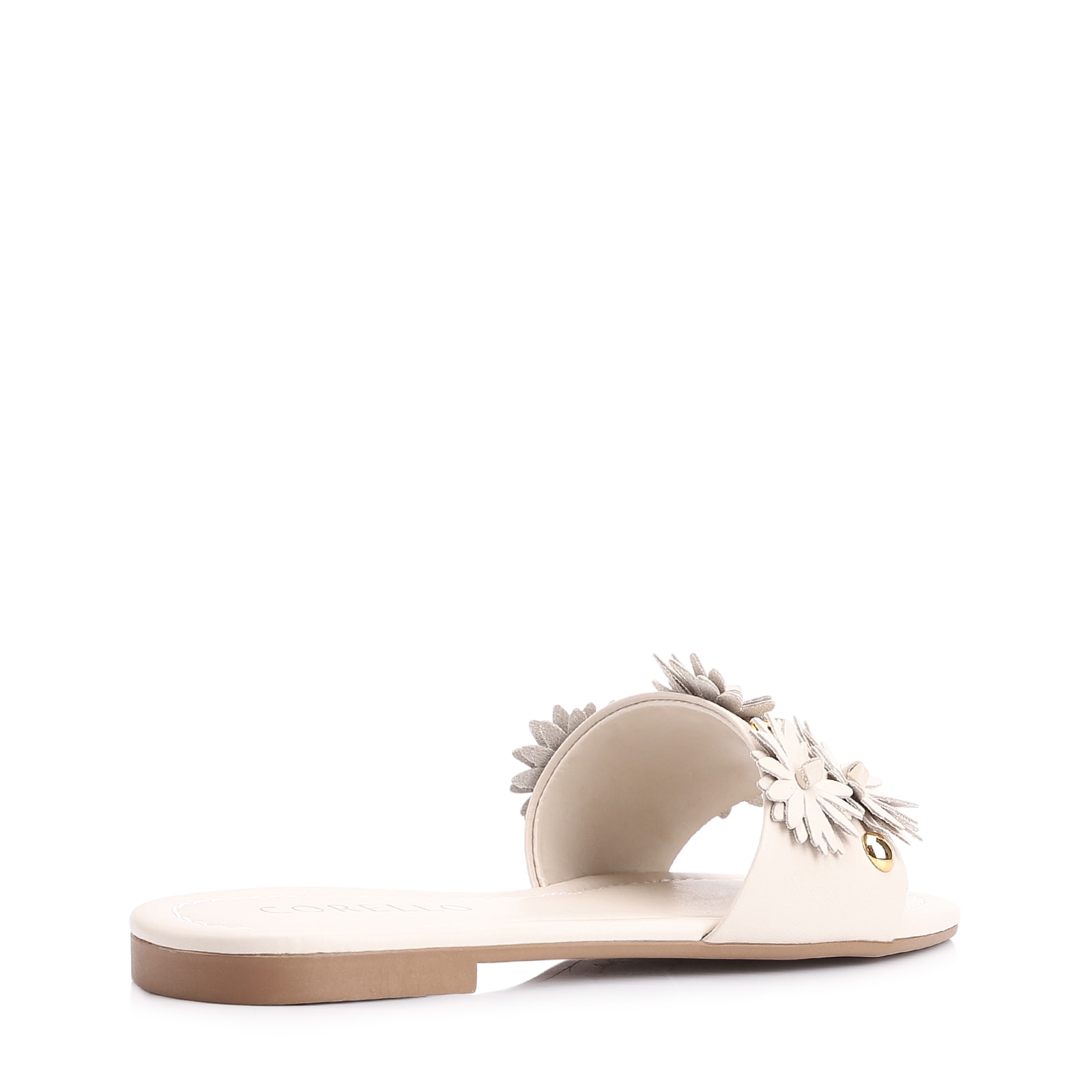 Rasteirinha Couro Flores Off White