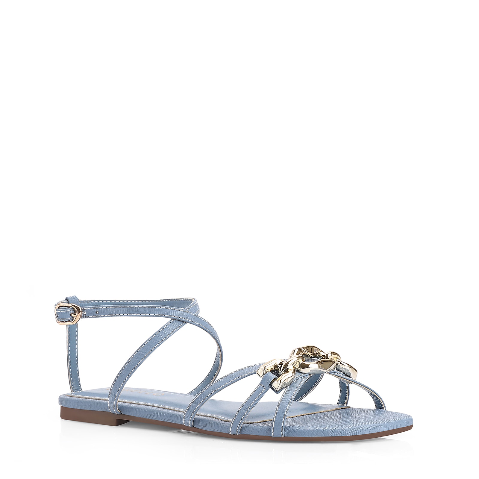 Rasteirinha Couro Lezard Azul