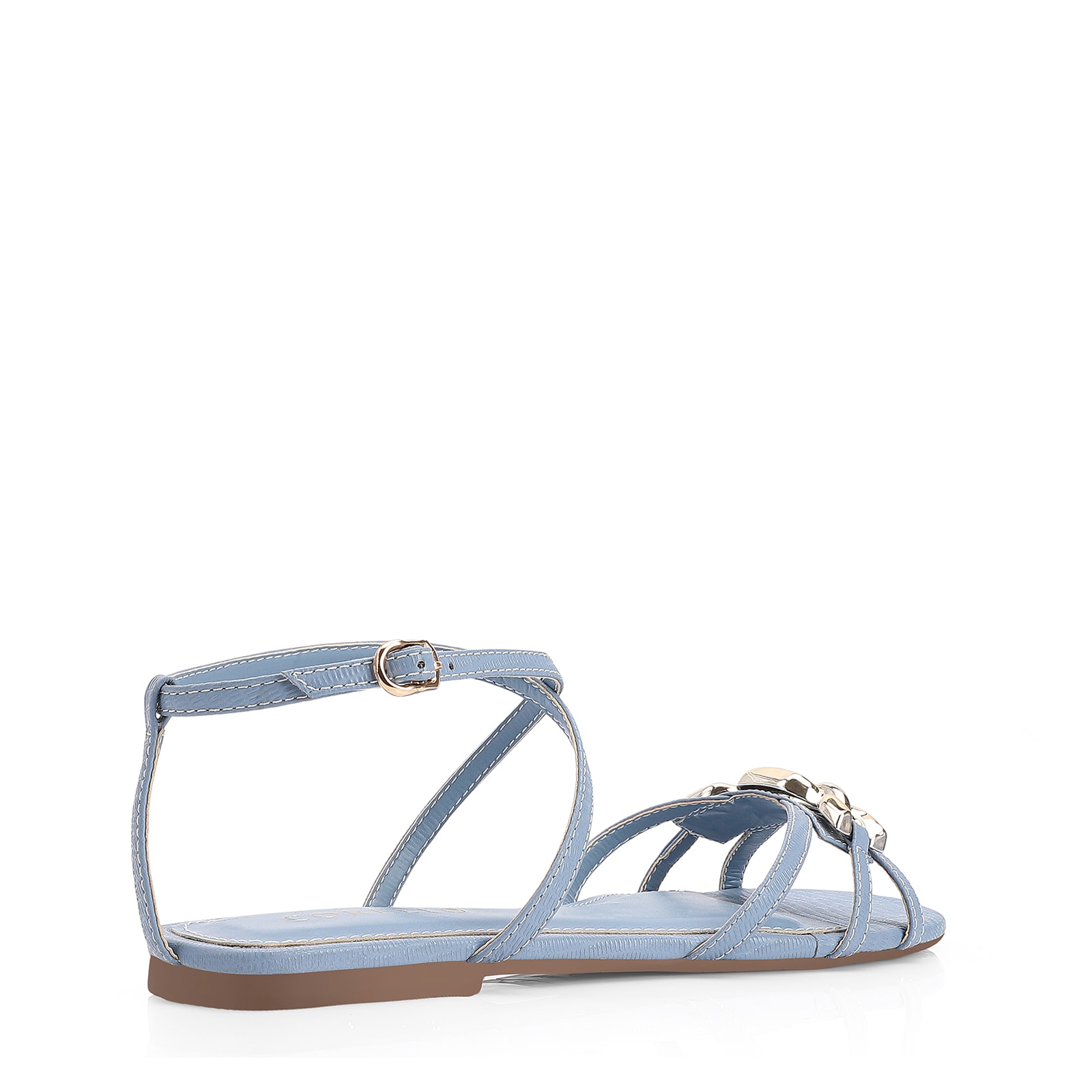 Rasteirinha Couro Lezard Azul