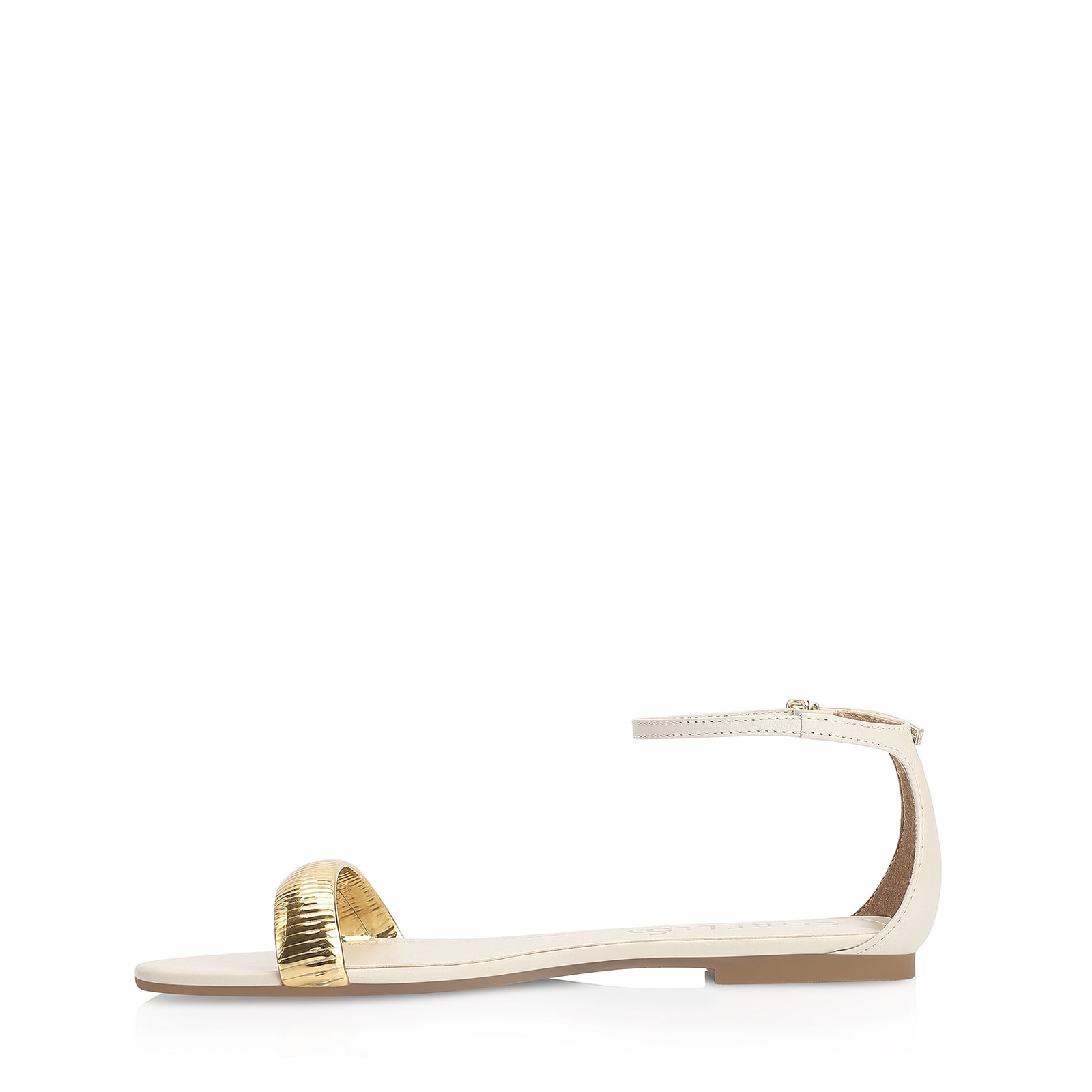 Rasteirinha Couro Off White/Alt Dourado