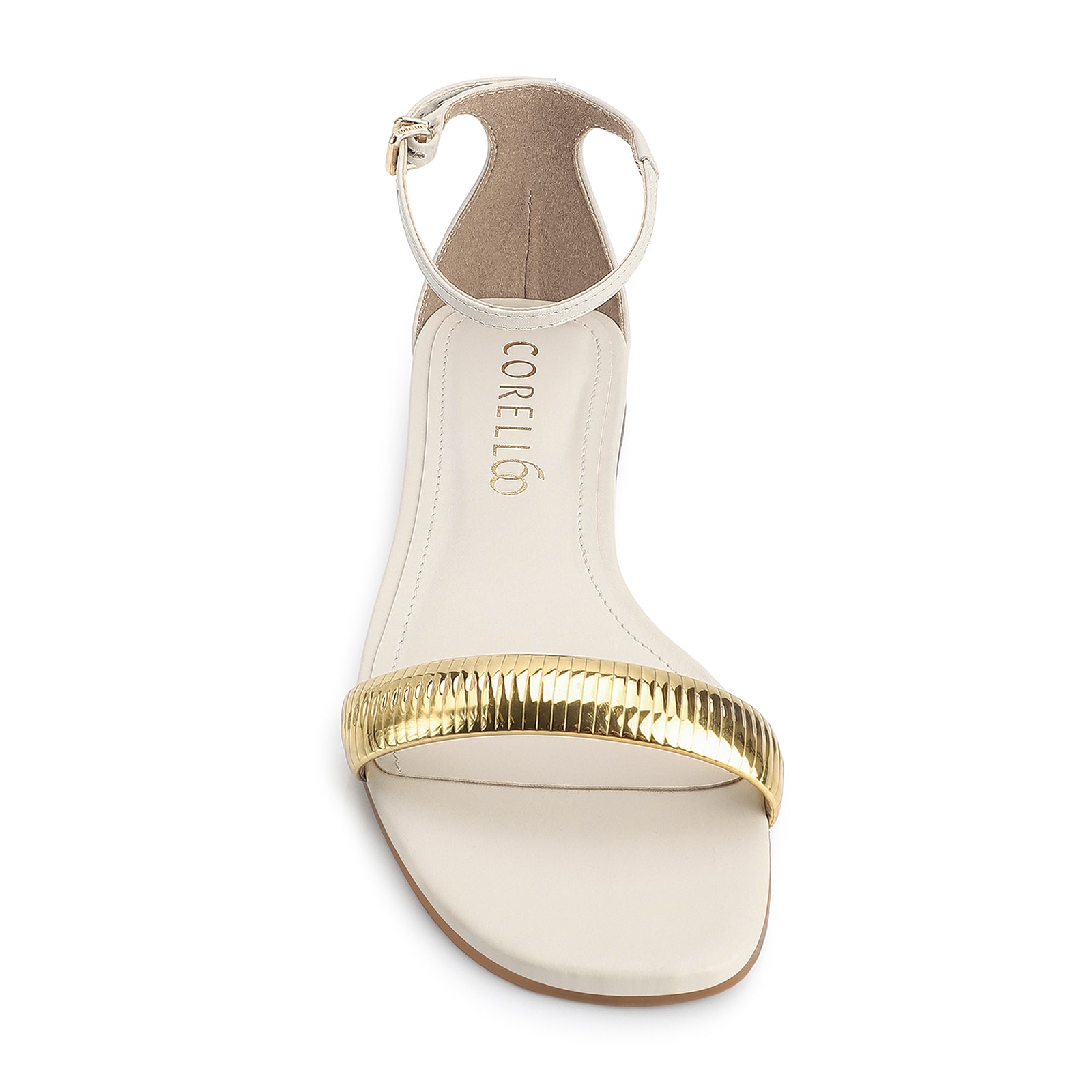 Rasteirinha Couro Off White/Alt Dourado