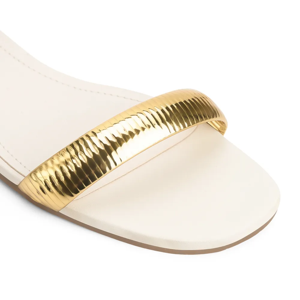 Rasteirinha Couro Off White/Alt Dourado - imagem 6