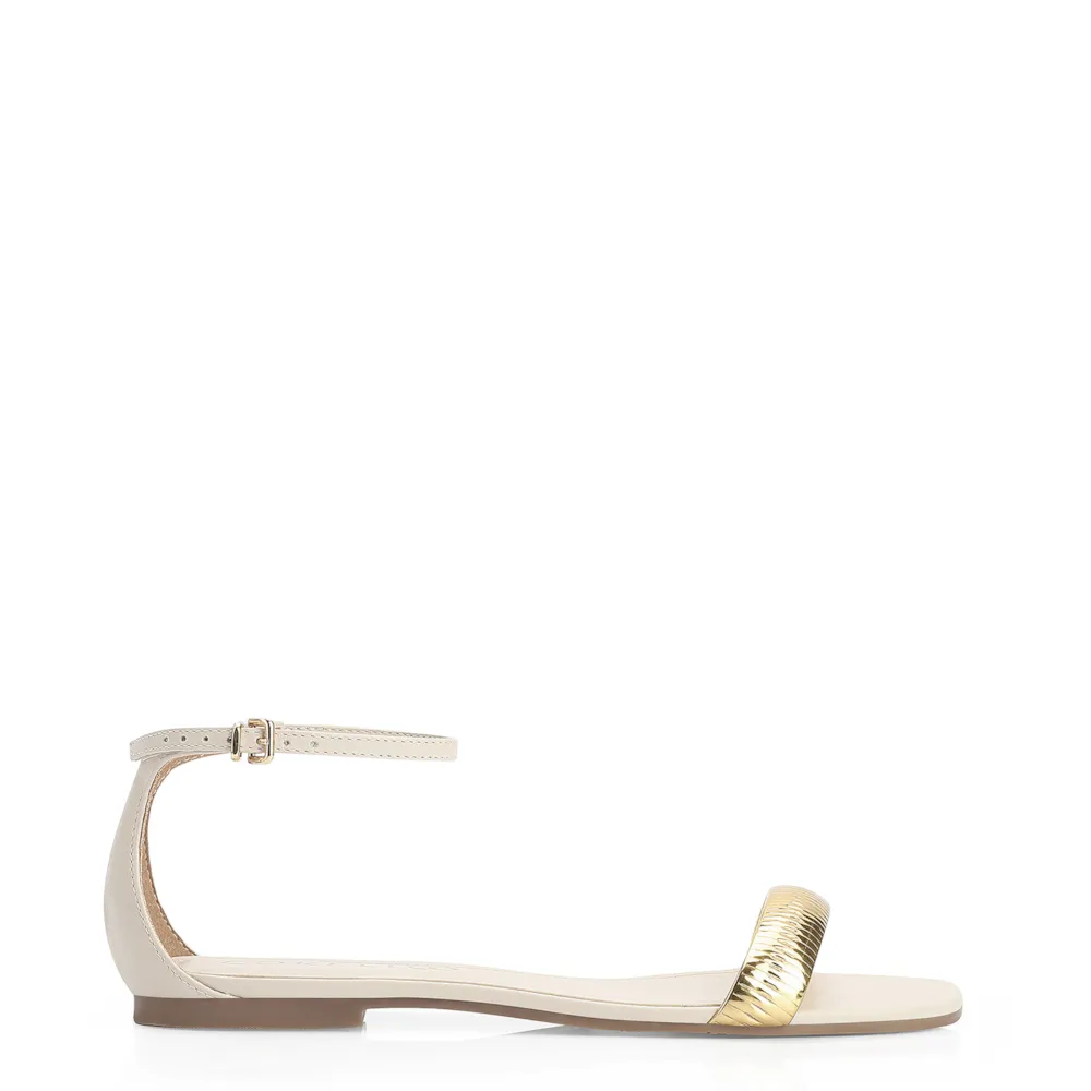 Rasteirinha Couro Off White/Alt Dourado - imagem 2