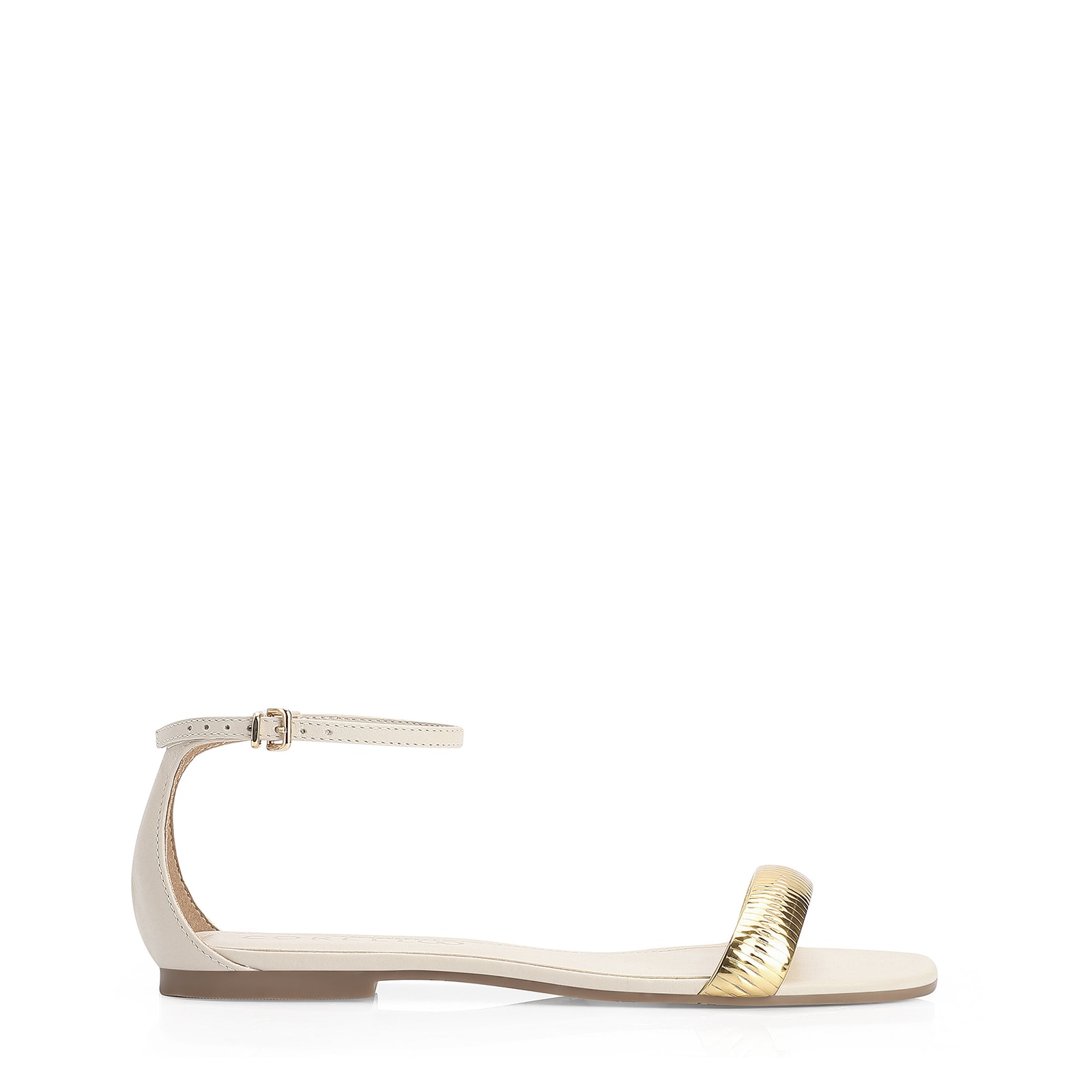 Rasteirinha Couro Off White/Alt Dourado