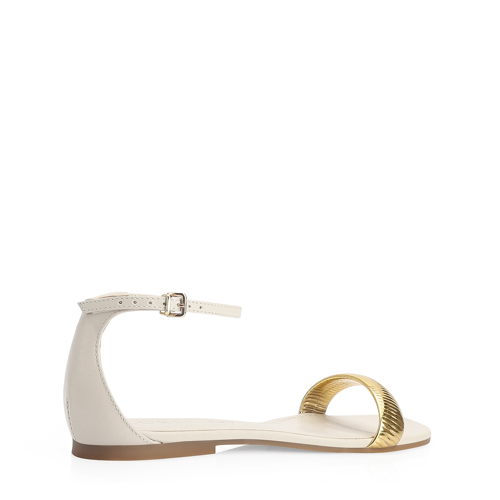 Rasteirinha Couro Off White/Alt Dourado