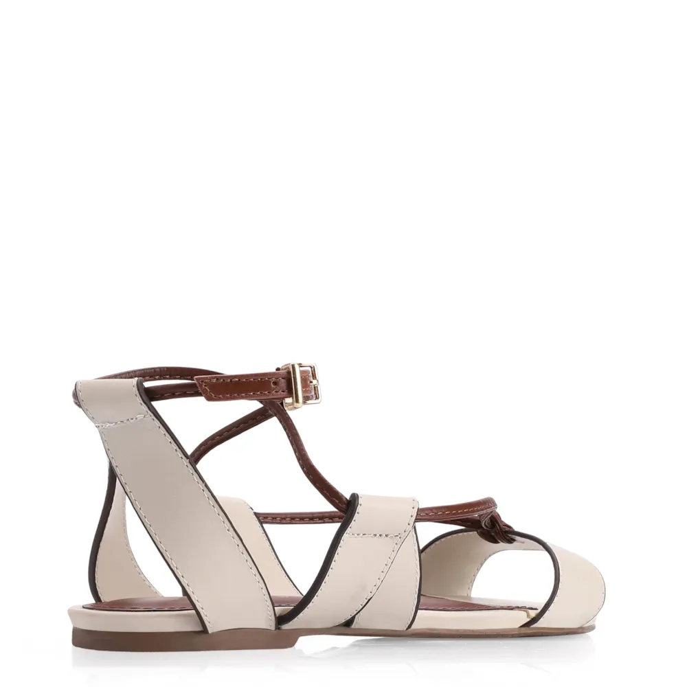 Rasteirinha Couro Off White/Marrom - imagem 4