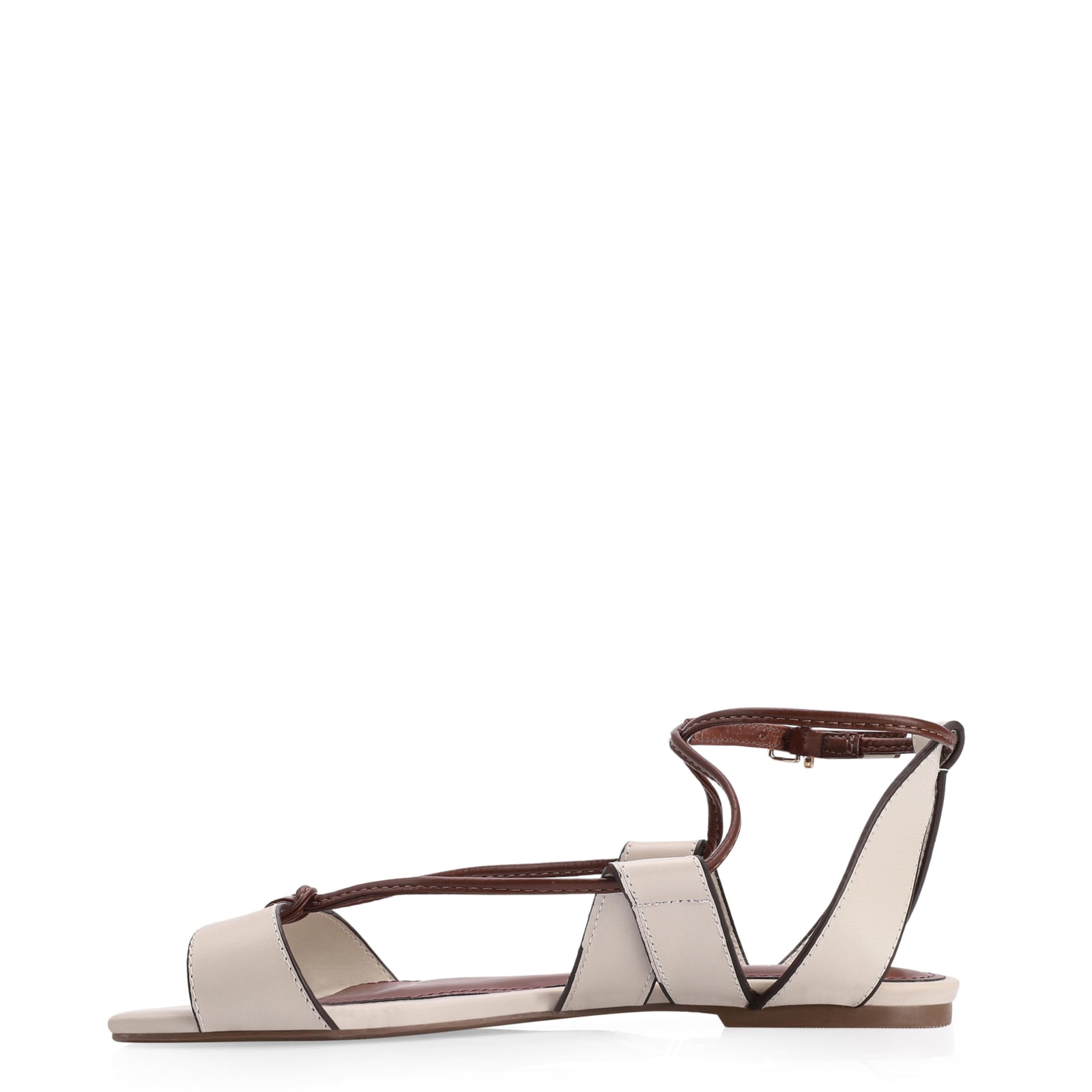 Rasteirinha Couro Off White/Marrom