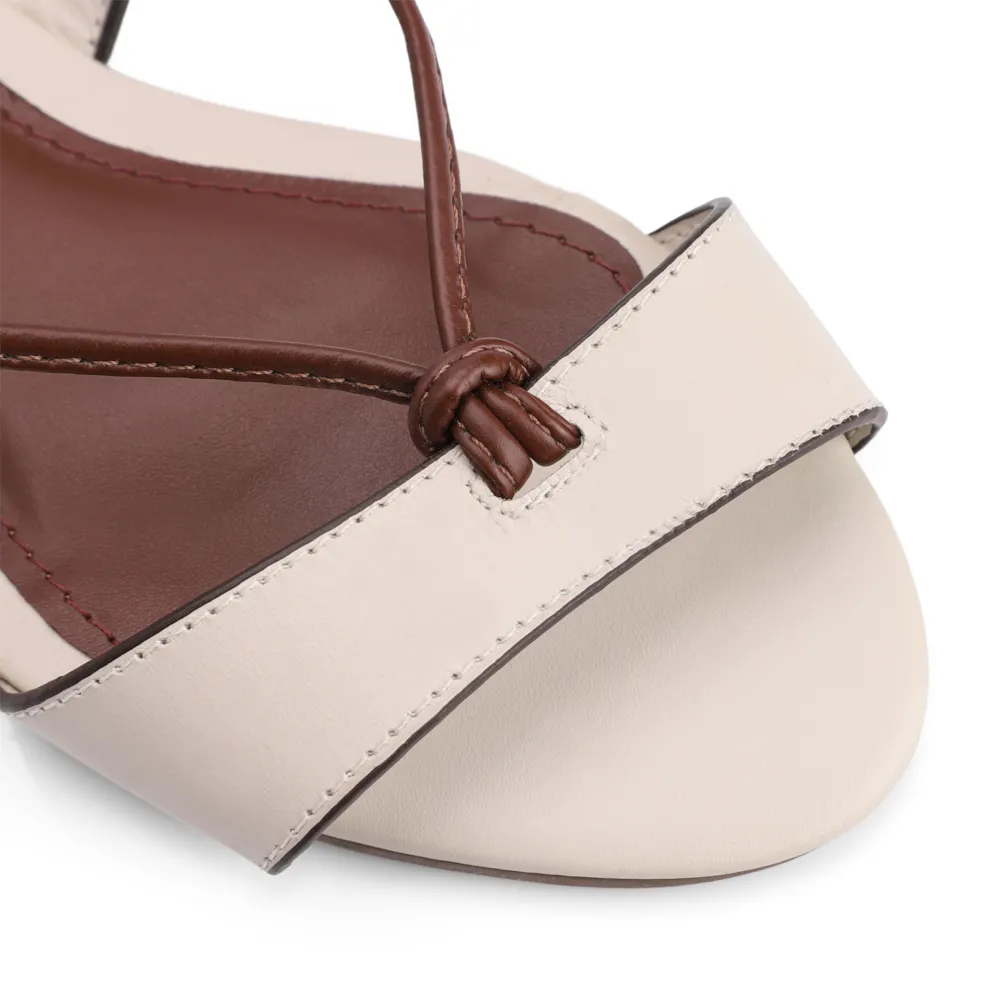 Rasteirinha Couro Off White/Marrom - imagem 6