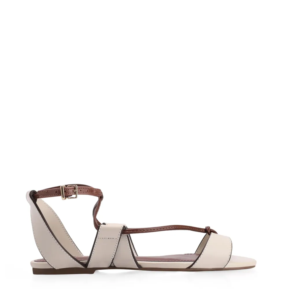 Rasteirinha Couro Off White/Marrom - imagem 3