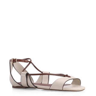 Couro Off White/Marrom