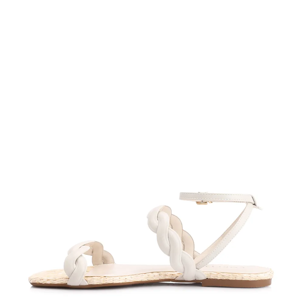 Rasteirinha Couro Off White/Ráfia Natural - imagem 4