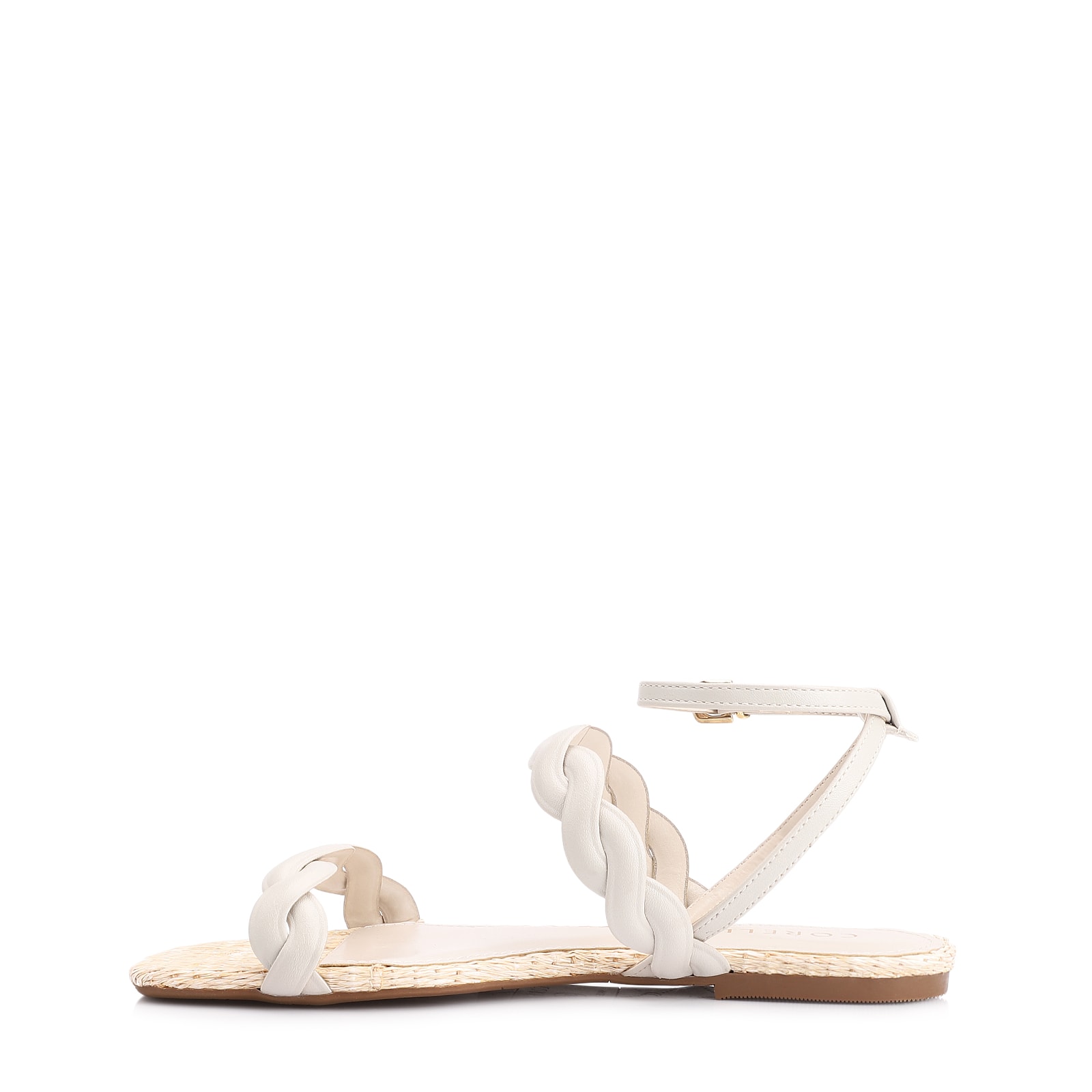 Rasteirinha Couro Off White/Ráfia Natural