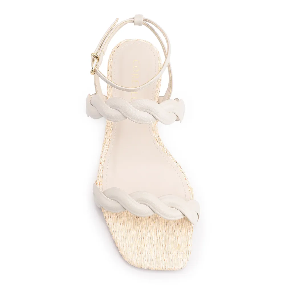 Rasteirinha Couro Off White/Ráfia Natural - imagem 5