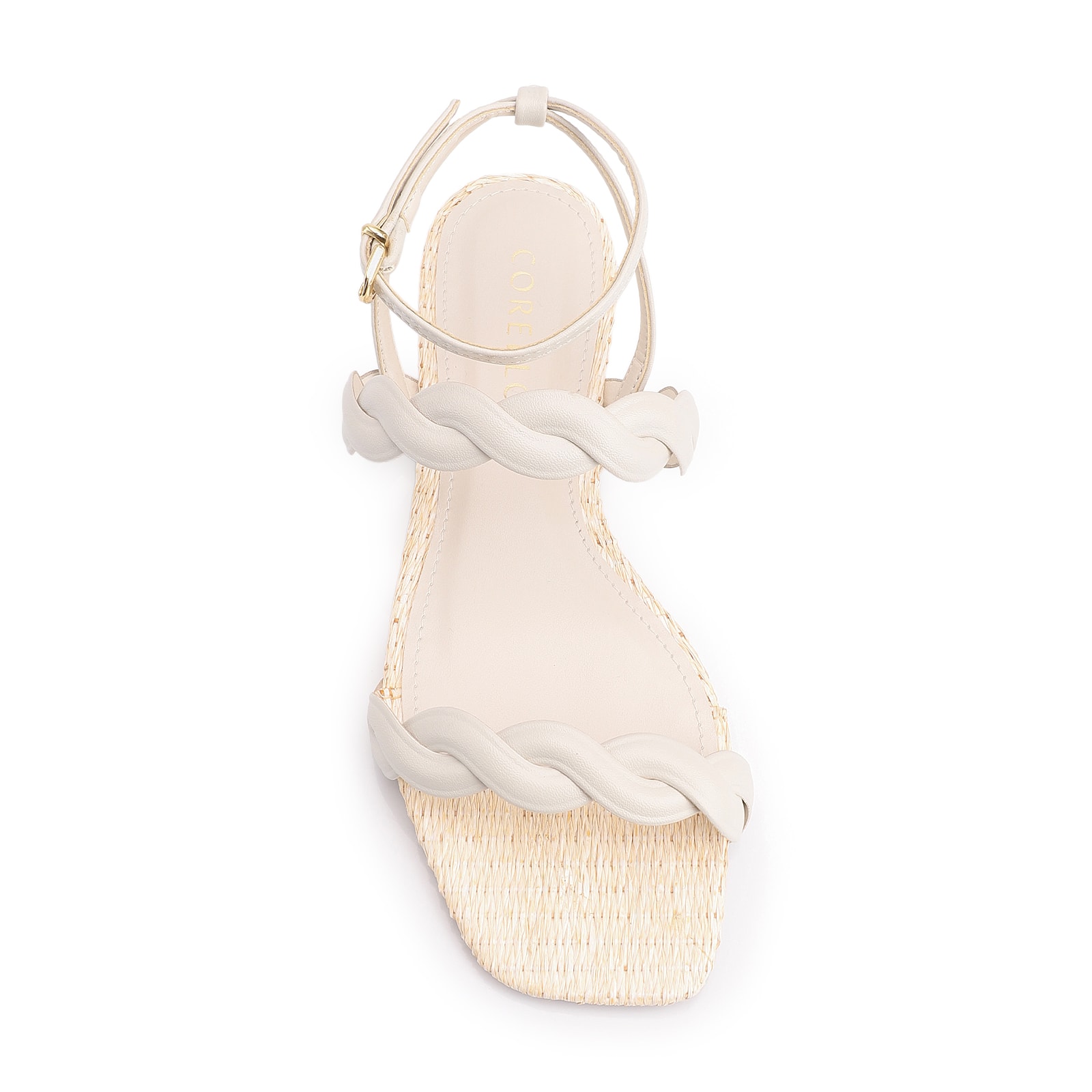 Rasteirinha Couro Off White/Ráfia Natural