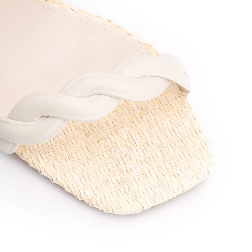 Rasteirinha Couro Off White/Ráfia Natural - imagem 6