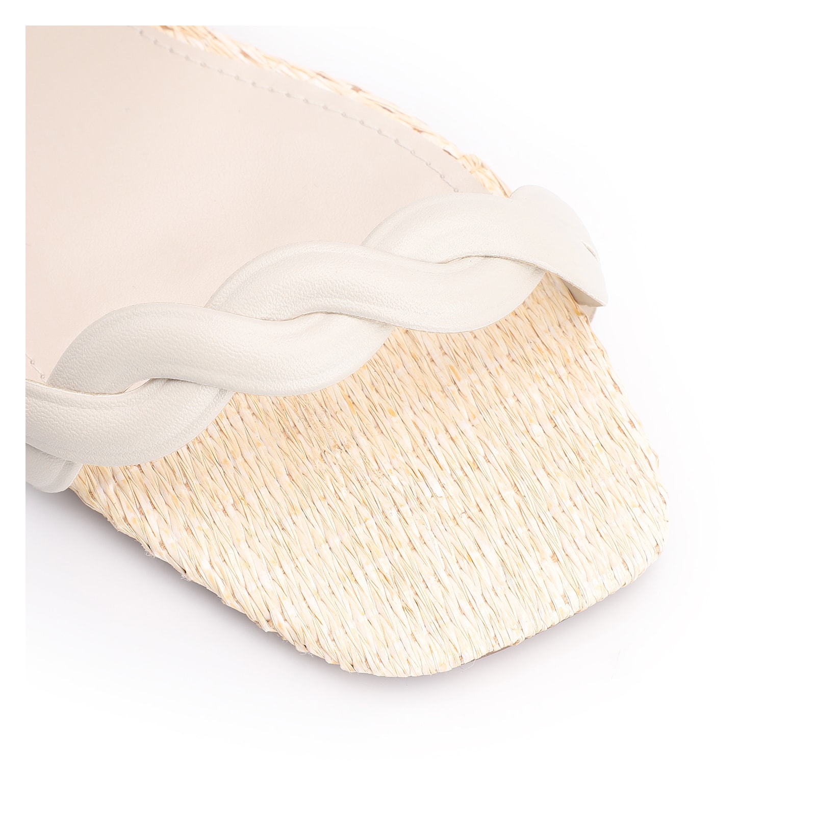 Rasteirinha Couro Off White/Ráfia Natural