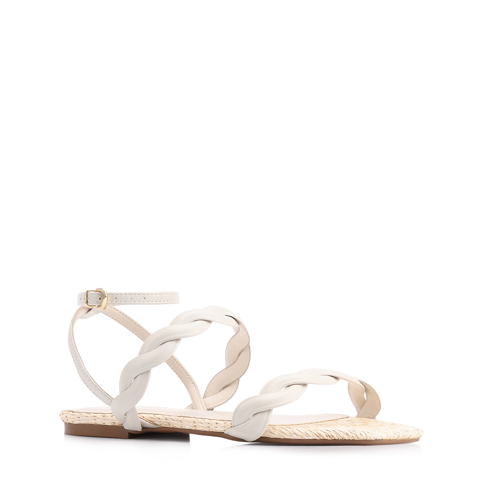 Rasteirinha Couro Off White/Ráfia Natural