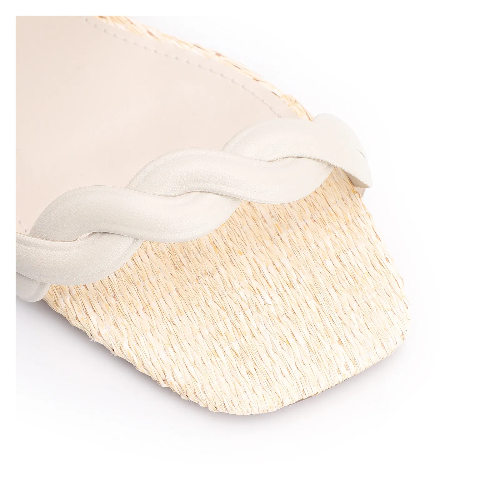 Rasteirinha Couro Off White/Ráfia Natural