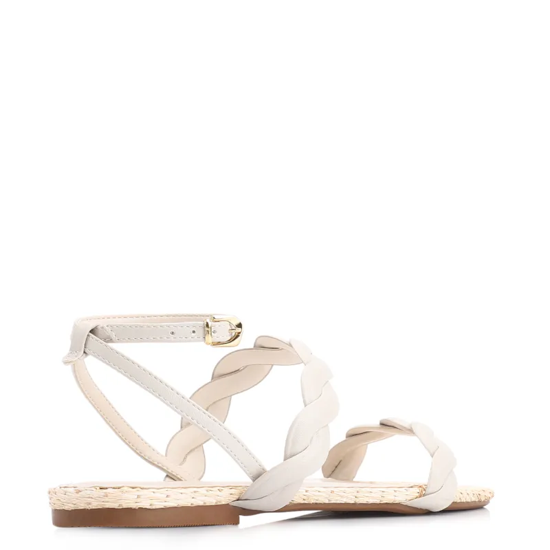 Rasteirinha Couro Off White/Ráfia Natural - foto 3