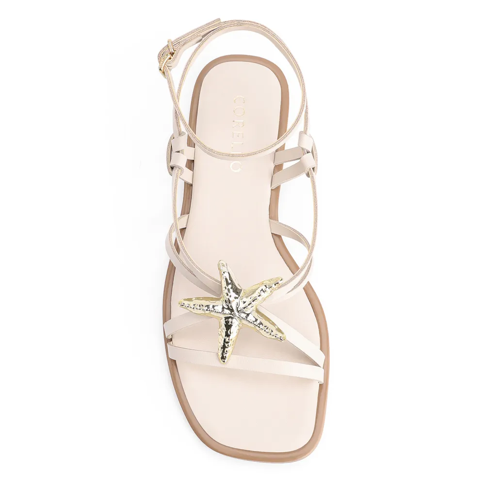 Rasteirinha Estrela Do Mar Couro Off White - imagem 6