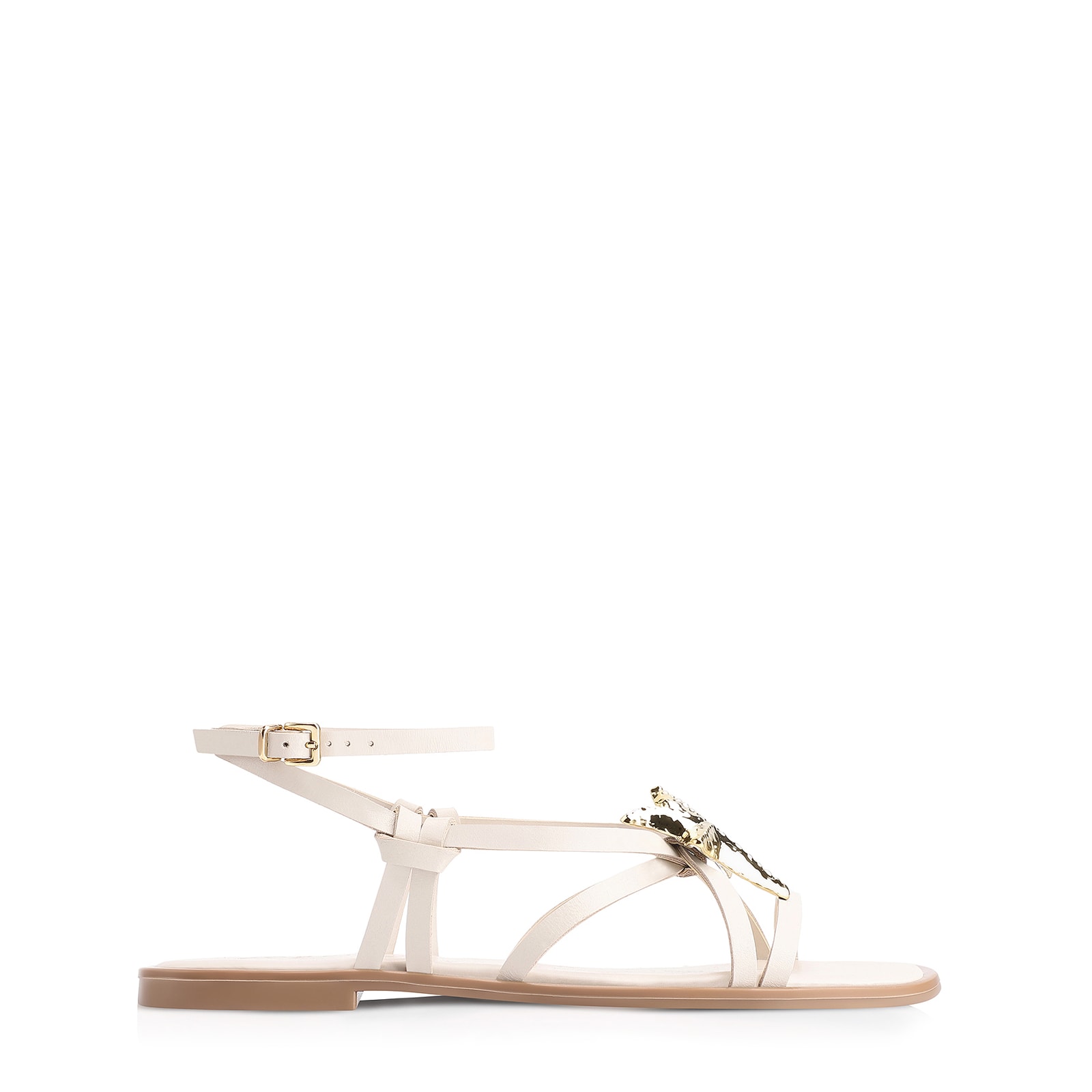 Rasteirinha Estrela Do Mar Couro Off White