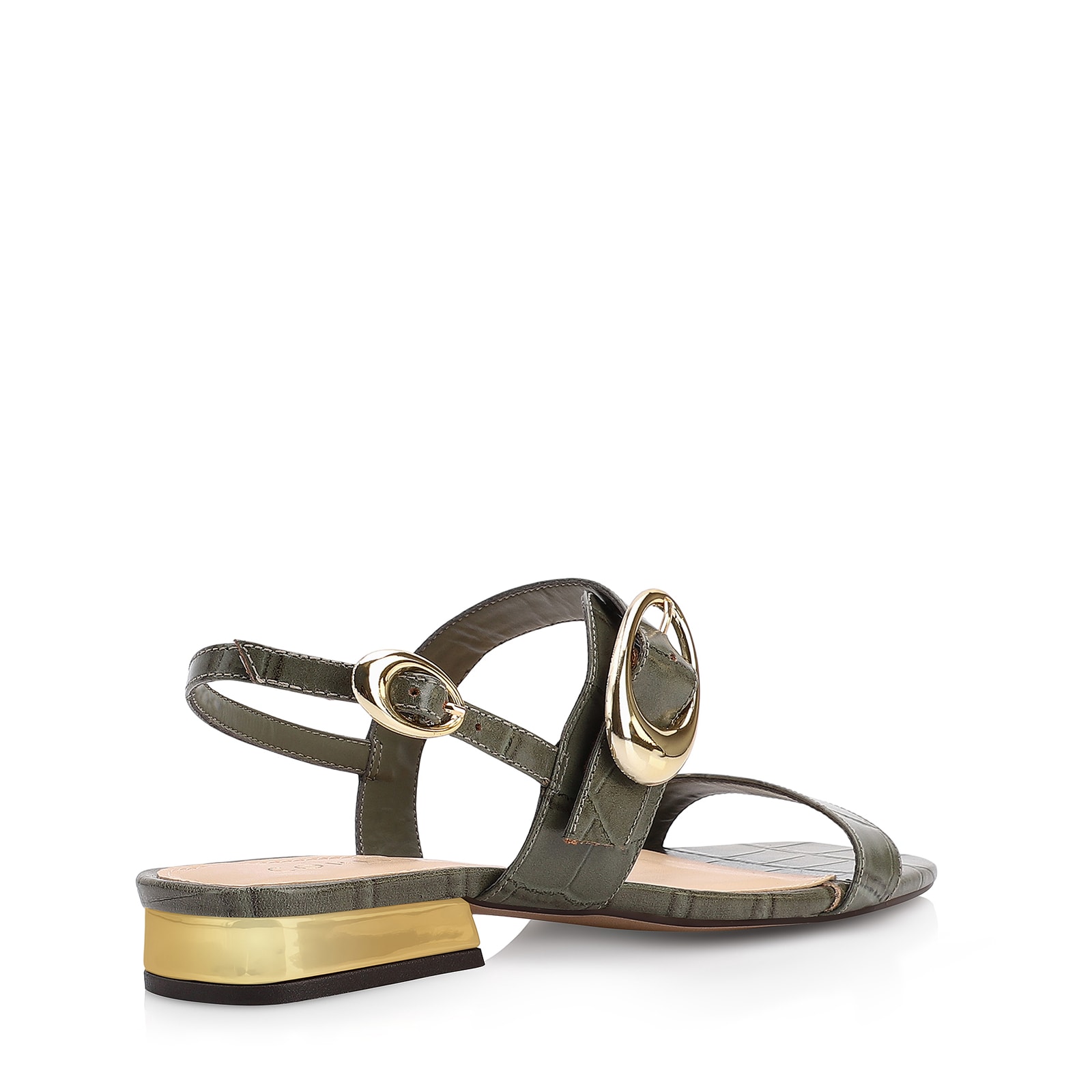 Rasteirinha Fivela Couro Croco Verde