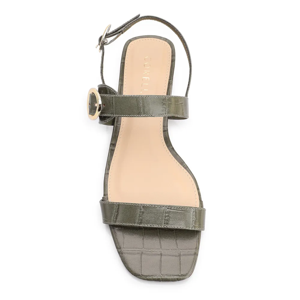 Rasteirinha Fivela Couro Croco Verde - imagem 6