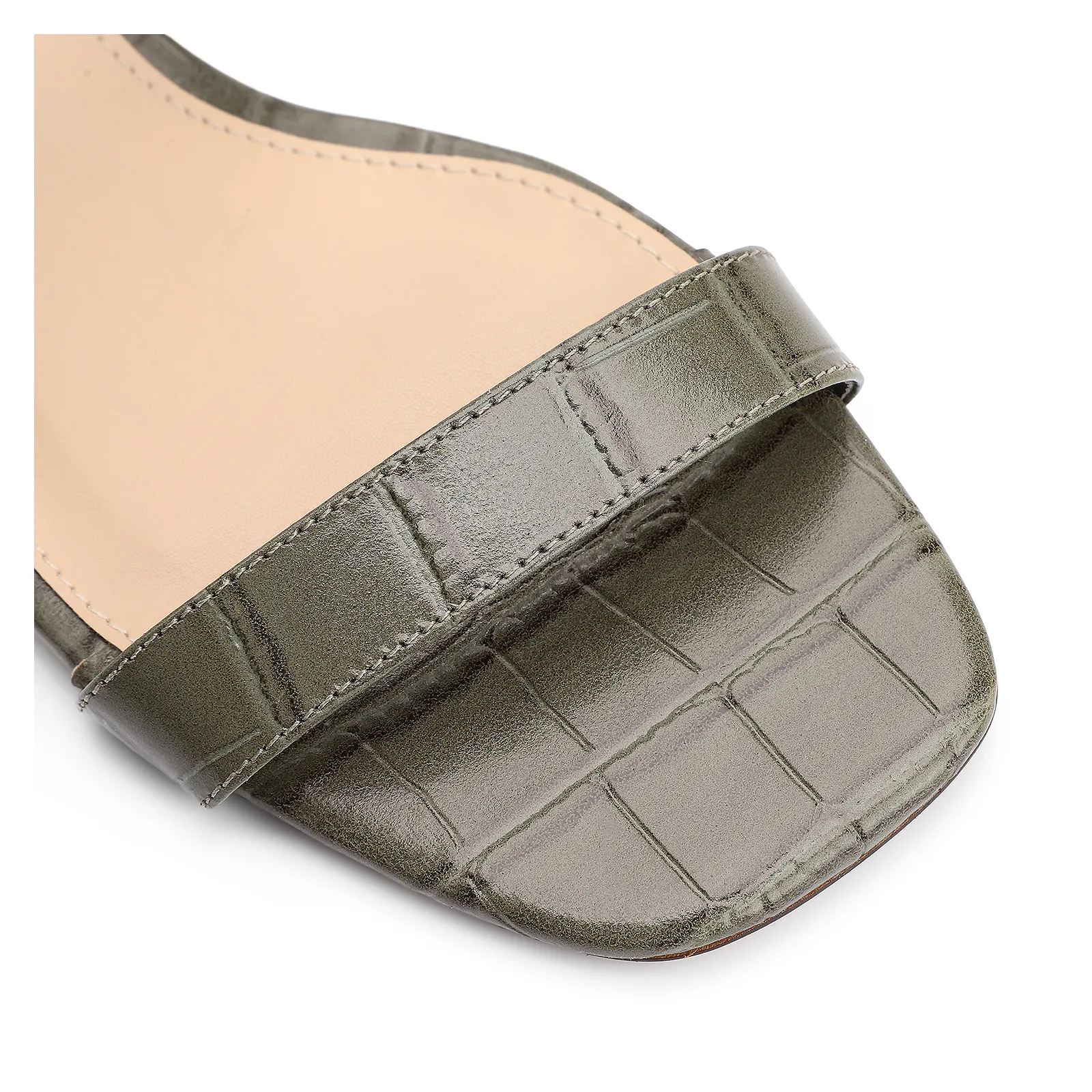 Rasteirinha Fivela Couro Croco Verde