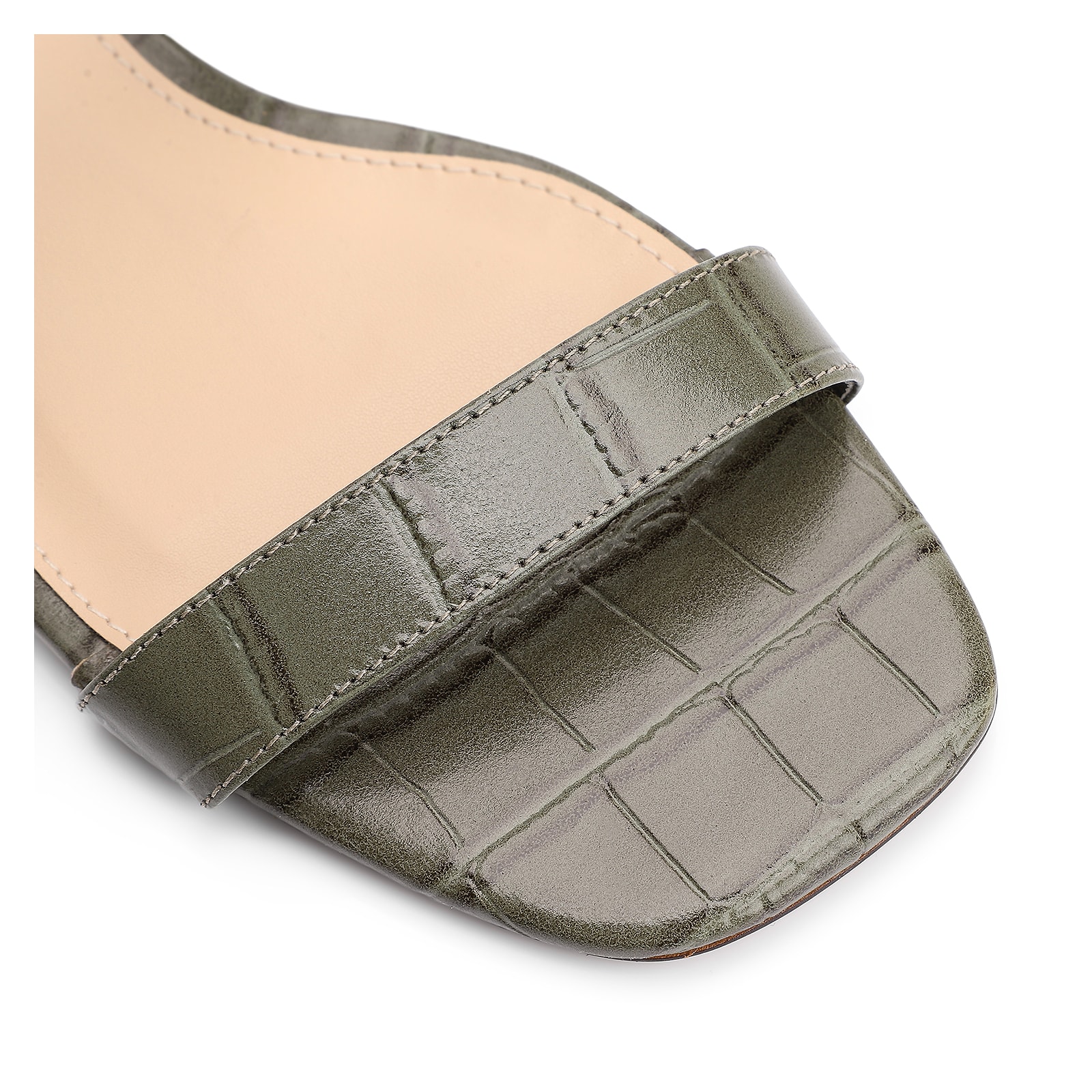Rasteirinha Fivela Couro Croco Verde