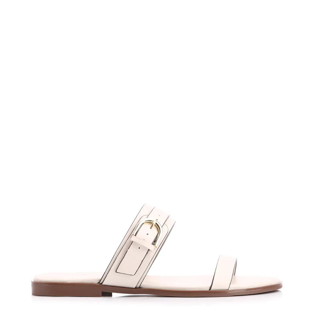 Rasteirinha Fivela Couro Off White - imagem 3