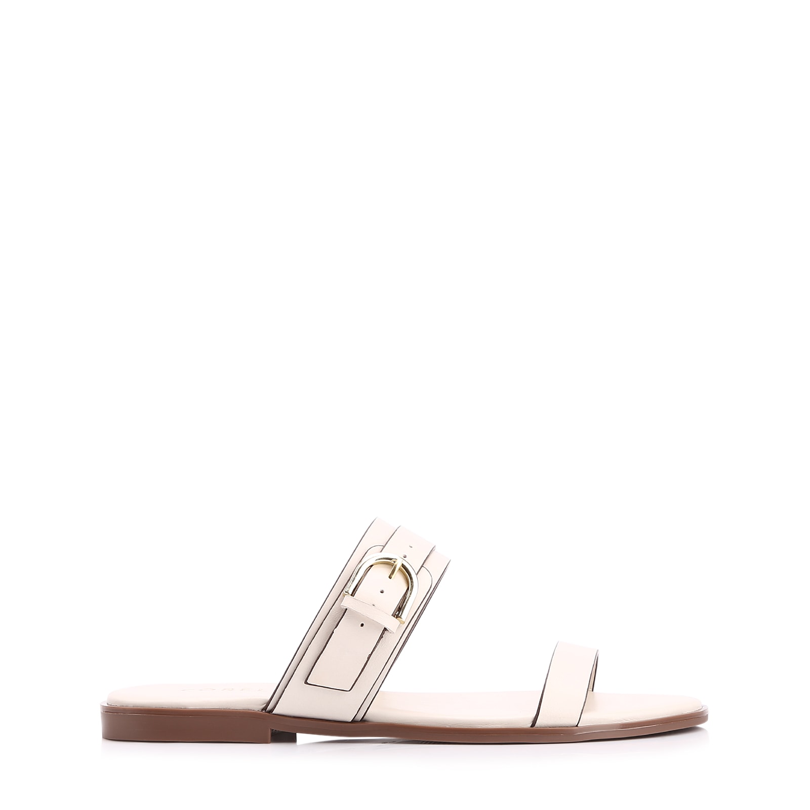 Rasteirinha Fivela Couro Off White