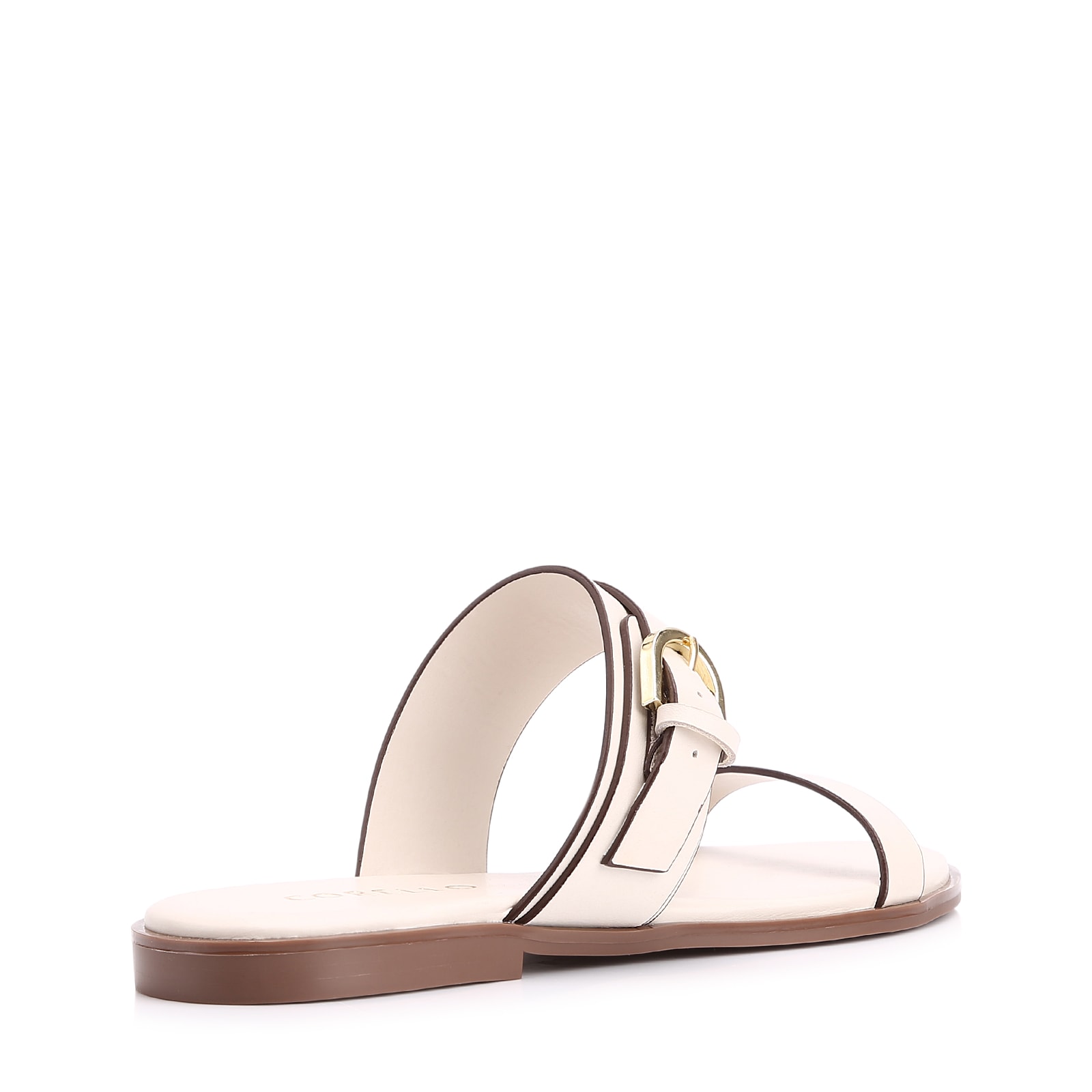Rasteirinha Fivela Couro Off White