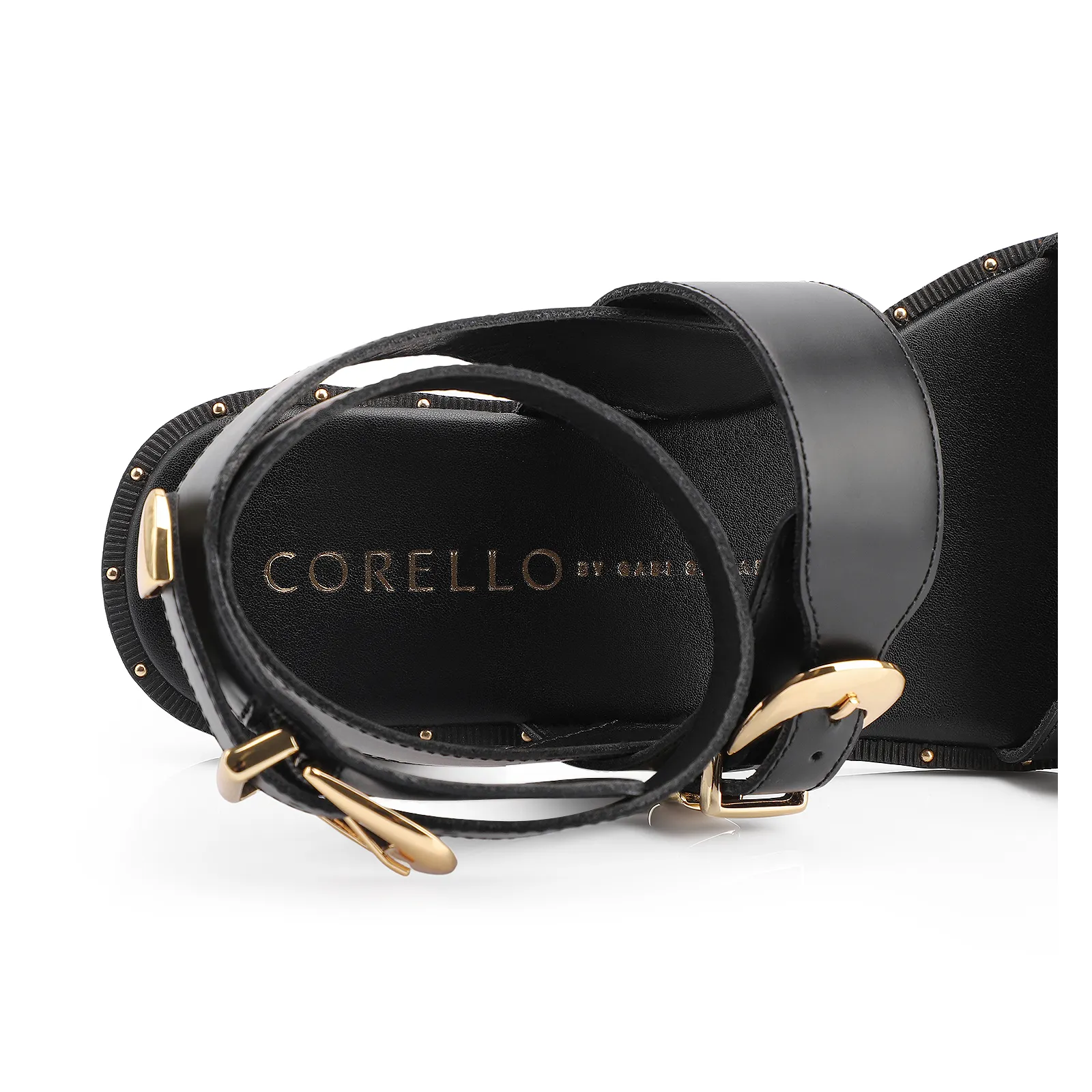 Rasteirinha Fivelas Couro Preto