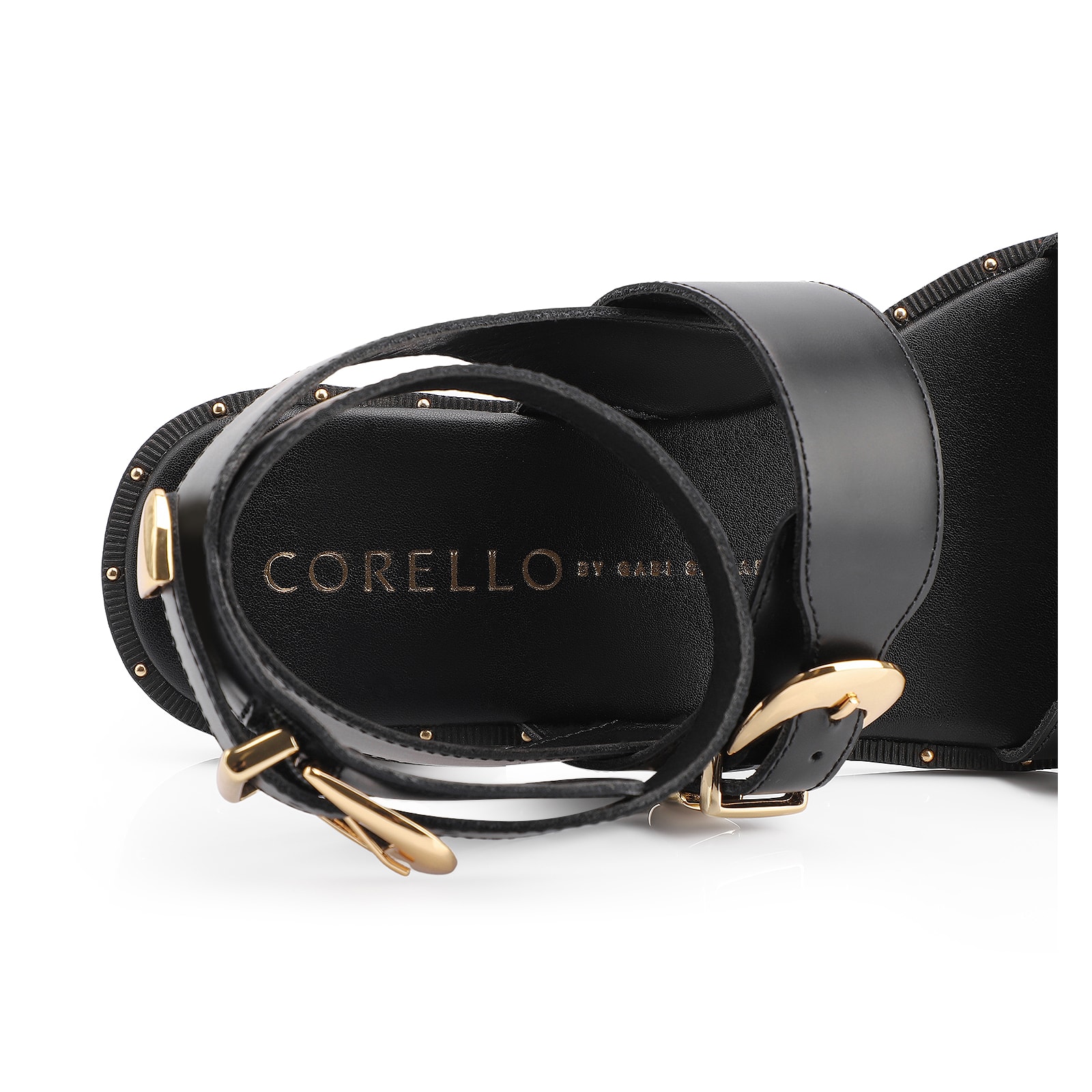 Rasteirinha Fivelas Couro Preto
