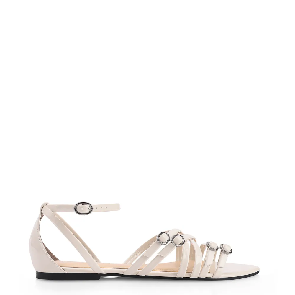 Rasteirinha Fivelas Verniz Off White - imagem 3