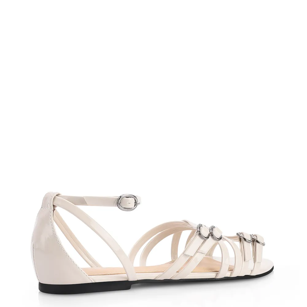 Rasteirinha Fivelas Verniz Off White - imagem 4