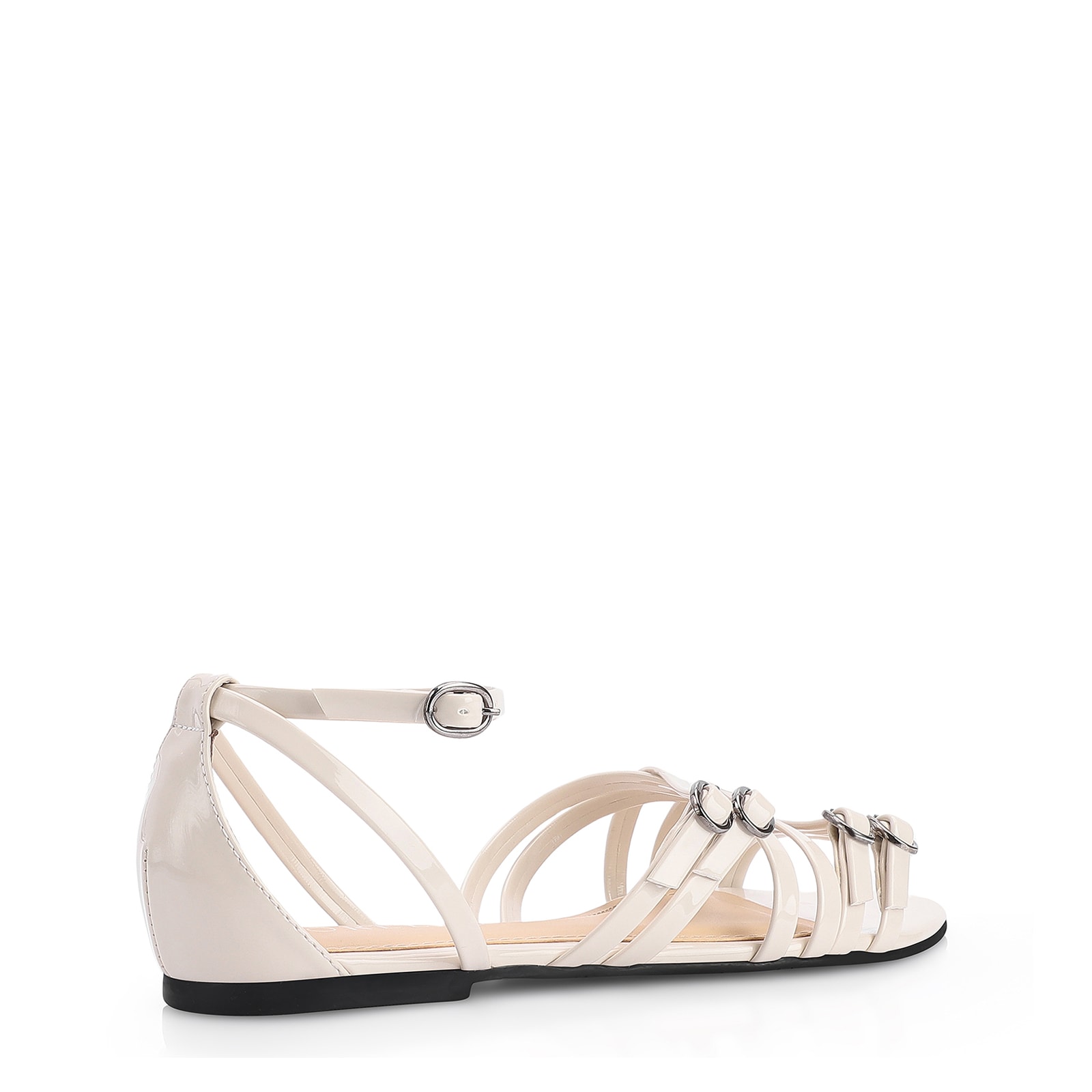 Rasteirinha Fivelas Verniz Off White